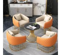 KIBONCY Conjunto de Mesa de Centro Redonda y 4 sillas for Comedor, cómodo sofá for el hogar, Ideal for Sala de Estar, balcón o Patio.(Orange 70cm)