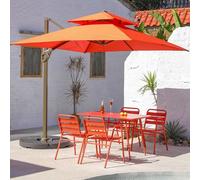 KIBONCY Conjunto de Mesa y sillas for Exterior, Ideal for Patio o terraza. Diseño Moderno y Sencillo. También Disponible en Tienda de té con Leche. Mesa y sillas de Exterior con sombrilla.(C)