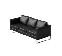 KIBONCY Conjunto De Muebles De Salón Industriales De Acero Inoxidable, Moderno Sofá De Cuero Negro con Mesa De Centro Metálica For Bar Discoteca, Elegante Colección De Asientos De Bistró(A)