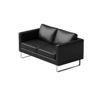 KIBONCY Conjunto De Muebles De Salón Industriales De Acero Inoxidable, Moderno Sofá De Cuero Negro con Mesa De Centro Metálica For Bar Discoteca, Elegante Colección De Asientos De Bistró(B)