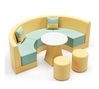 KIBONCY Conjunto de Muebles Modernos for Sala de Estar de Oficina, sofá Curvo de Cuero y Mesa de Centro, Asientos for Sala de Espera en recepción, Oficina, Hotel o vestíbulo.(C)