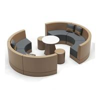 KIBONCY Conjunto de sofá Curvo de Cuero for recepción con Mesa de Centro con Tapa de Cristal, mobiliario Moderno for Sala de Espera en oficinas, clínicas y hoteles.(B)