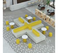 KIBONCY Conjunto De Sofás Esquineros De Oficina Comercial Informales Y Minimalistas For Las Áreas De Recepción Y Salón De Instituciones De Capacitación (Incluye Sofá Y Mesa De Centro)(I)