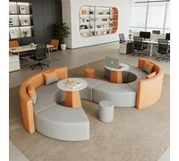 KIBONCY Conjunto De Sofás Seccionales Modulares, Banco De Espera De PU De Arco Que Empalma Libremente, Sofá De Salón Combinado con Diseño De Maceta Central Redonda