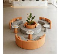 KIBONCY Conjunto De Sofás Seccionales Modulares, Banco De Espera De PU De Arco Que Empalma Libremente, Sofá De Salón Combinado con Diseño De Maceta Central Redonda