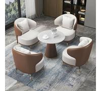 KIBONCY Conjunto Moderno de sillón y Mesa Redonda tapizados en Piel sintética (3 o 5 Piezas). Ideal for Sala Estar, Oficina recepción(5)