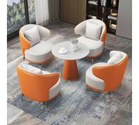 KIBONCY Conjunto Moderno de sillón y Mesa Redonda tapizados en Piel sintética (3 o 5 Piezas). Ideal for Sala Estar, Oficina recepción(1)