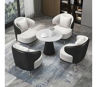 KIBONCY Conjunto Moderno de sillón y Mesa Redonda tapizados en Piel sintética (3 o 5 Piezas). Ideal for Sala Estar, Oficina recepción(3)