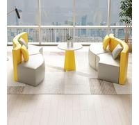 KIBONCY Conjunto Moderno de sofá biplaza Redondo de Cuero y Mesa de Centro - Diseño Curvo for vestíbulos de oficinas, recepciones, Salones y Salas de Espera(C)