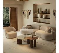 KIBONCY Conjuntos Modernos de Mesa y sillas con múltiples Asientos, sofá Curvo de Estilo Medio, recepción for oficinas de Ventas de hoteles, vestíbulo de Negocios.(F2.4M)