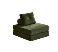 KIBONCY Convertible Modular Sofa Bed, Corduroy Upholstered Chair, 2-in-1 Foldable Sleeper Couch with Wood Legs, for Small Apartment Guest Room(A)