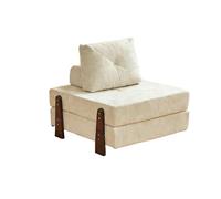 KIBONCY Convertible Modular Sofa Bed, Corduroy Upholstered Chair, 2-in-1 Foldable Sleeper Couch with Wood Legs, for Small Apartment Guest Room(D)