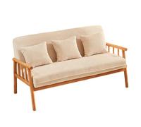 KIBONCY Corduroy Upholstered Armchair Rustic Wooden Frame Accent Chair Chairs Leisure Lounge Wood for Living Room Corridor Indoor Balcony(A,155cm)