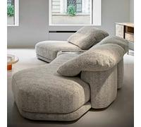 KIBONCY Cosídos De 3 Plazas, Sofá Seccional Curva De 147 "con Respaldo Ajustable De 5 Velocidades, No Se Requiere Un Montaje De Media Luna con Asiento Profundo, Mesa Lateral De Mármol A