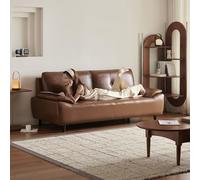 KIBONCY Cowhide Couch, Sofá Moderno Y Moderno De Loveseat De Mediados De Siglo con Brazos Anchos Y Patas De Madera para Loft Y Oficina De Apartamentos Compactos 1.9M