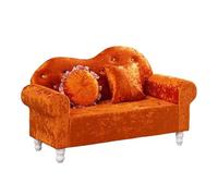 KIBONCY Crushed Velvet Loveseat Sofa, 2-Seater Compact Couch with Ruffled Edge Pillows, Curved Backrest, Small for Bedroom Living Room(D,180cm)