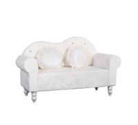 KIBONCY Crushed Velvet Loveseat Sofa, 2-Seater Compact Couch with Ruffled Edge Pillows, Curved Backrest, Small for Bedroom Living Room(C,140cm)