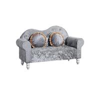 KIBONCY Crushed Velvet Loveseat Sofa, 2-Seater Compact Couch with Ruffled Edge Pillows, Curved Backrest, Small for Bedroom Living Room(A,180cm)