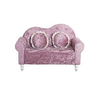 KIBONCY Crushed Velvet Loveseat Sofa, 2-Seater Compact Couch with Ruffled Edge Pillows, Curved Backrest, Small for Bedroom Living Room(B,180cm)