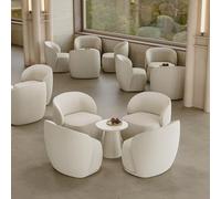 KIBONCY Curved Boucle Sectional Sofa Furniture Set, Crescent Shaped Modular Couch Plus 2 Upholstered Single Chairs, Stylish Modern Seating for Residential(B,2.8m)