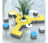 KIBONCY Curved Lounge Bench, Simple Curved Sofa Cabinet Combination, for Office Lobby, Hotel Lobby, Company Training Center(7)