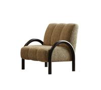 KIBONCY Curved Metal Frame Lounge Chair, Luxury Teddy Velvet Accent, Modern Mid-Century Armchair for Small Spaces(C)