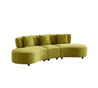 KIBONCY Curved Sectional Sofa, Velvet Upholstered Couch for Living Room Modern S-Shaped, Modular 3-Seater for Small Apartment(210cm)