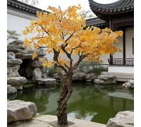 KIBONCY Diseño de Paisaje Chino - Abedules Artificiales de Estilo: Árboles Falsos con Hojas Realistas, Perfectos for Grandes Áreas Interiores como Salas de Estar, Vestíbulos o Eventos(1mx0.8m)