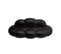 KIBONCY Eco-Friendly Leather Cloud Sofa,Lazy Floor Couch, Creamy Couches for Living Room LoveSeat, Cozy Leisure Boneless for Bedroom Office, Cafe,Bar(Black,210x92x76cm)