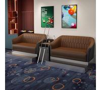 KIBONCY Elevated Stainless Steel Base Billiard Viewing Couch, Spectator Sofa Set, PU Leather Pool Watching Chair Wear Resistant Furniture(K)