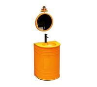 KIBONCY Estación De Lavado De Pedestal Curvo Integrada con Lavabo Empotrado De Acero Inoxidable, Unidad De Lavado De Manos Independiente con Carcasa Reforzada Acanalada For La Trastienda(Style8)