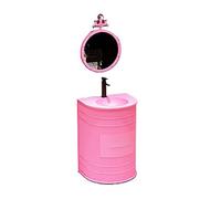 KIBONCY Estación De Lavado De Pedestal Curvo Integrada con Lavabo Empotrado De Acero Inoxidable, Unidad De Lavado De Manos Independiente con Carcasa Reforzada Acanalada For La Trastienda(Style6)