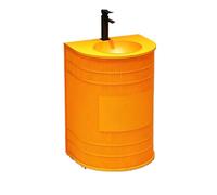 KIBONCY Estación De Lavado De Pedestal Curvo Integrada con Lavabo Empotrado De Acero Inoxidable, Unidad De Lavado De Manos Independiente con Carcasa Reforzada Acanalada For La Trastienda(Style7)