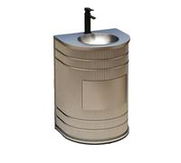 KIBONCY Estación De Lavado De Pedestal Curvo Integrada con Lavabo Empotrado De Acero Inoxidable, Unidad De Lavado De Manos Independiente con Carcasa Reforzada Acanalada For La Trastienda(Style11)