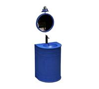 KIBONCY Estación De Lavado De Pedestal Curvo Integrada con Lavabo Empotrado De Acero Inoxidable, Unidad De Lavado De Manos Independiente con Carcasa Reforzada Acanalada For La Trastienda(Style10)