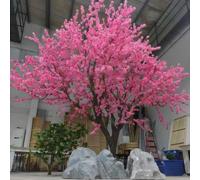 KIBONCY Fake Cherry Blossom Tree, Full Bloom Pink Artificial Peach, Realistic Simulation Flower for Commercial Venue Lobby Shopping Mall(3mx2m)