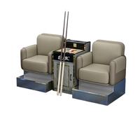 KIBONCY Faux Leather Billiard Spectator Chair Set, Heavy Duty Pool Table Watching Sofa with Marble Texture Side Cabinet Leisure Seating for Snooker Hall(A)