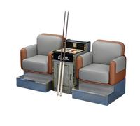 KIBONCY Faux Leather Billiard Spectator Chair Set, Heavy Duty Pool Table Watching Sofa with Marble Texture Side Cabinet Leisure Seating for Snooker Hall(C)