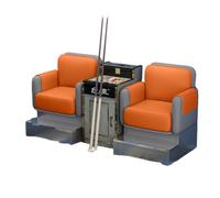 KIBONCY Faux Leather Billiard Spectator Chair Set, Heavy Duty Pool Table Watching Sofa with Marble Texture Side Cabinet Leisure Seating for Snooker Hall(F)