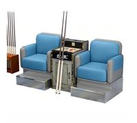 KIBONCY Faux Leather Billiard Spectator Chair Set, Heavy Duty Pool Table Watching Sofa with Marble Texture Side Cabinet Leisure Seating for Snooker Hall(D)