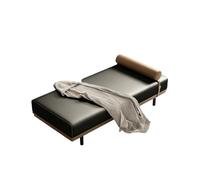 KIBONCY Faux Leather Chaise Lounge, Minimalist Accent Bench - Comfortable Window Seat with Cylindrical Pillow for Small Spaces, Durable Frame, Easy Assembly(A,170x40x42cm)