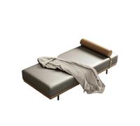 KIBONCY Faux Leather Chaise Lounge, Modern Accent Bench with Detachable Bolster Pillow for Bedroom Living Room Entryway, Sturdy Metal Legs(C,180x80x42cm)