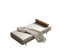 KIBONCY Faux Leather Chaise Lounge, Modern Accent Bench with Detachable Bolster Pillow for Bedroom Living Room Entryway, Sturdy Metal Legs(D,190x60x42cm)