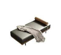 KIBONCY Faux Leather Chaise Lounge, Modern Accent Bench with Detachable Bolster Pillow for Bedroom Living Room Entryway, Sturdy Metal Legs(A,180x80x42cm)