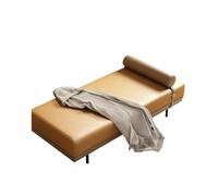 KIBONCY Faux Leather Chaise Lounge, Modern Accent Bench with Detachable Bolster Pillow for Bedroom Living Room Entryway, Sturdy Metal Legs(B,190x60x42cm)