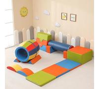 KIBONCY Foam Climbing Blocks for Toddlers with Ramp & Stairs for Soft Play Gym Set, Toddler Toys for Crawling & Sliding, Easy to Clean(D)