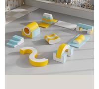 KIBONCY Foam Climbing Blocks with Ramp & Stairs for Toddlers,PU Leather Baby for Flexible Seating Classroom Furniture(F)