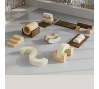 KIBONCY Foam Climbing Blocks with Ramp & Stairs for Toddlers,PU Leather Baby for Flexible Seating Classroom Furniture(B)