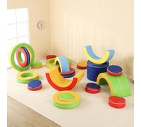 KIBONCY Foam Climbing Blocks with Ramp & Stairs for Toddlers,Soft PU Leather - Baby Climb and Crawl Activity Toys Play Equipment(A)