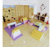 KIBONCY Foam Climbing Blocks with Ramp & Stairs for Toddlers,Soft PU Leather - Baby Climb and Crawl Activity Toys Play Equipment(D)